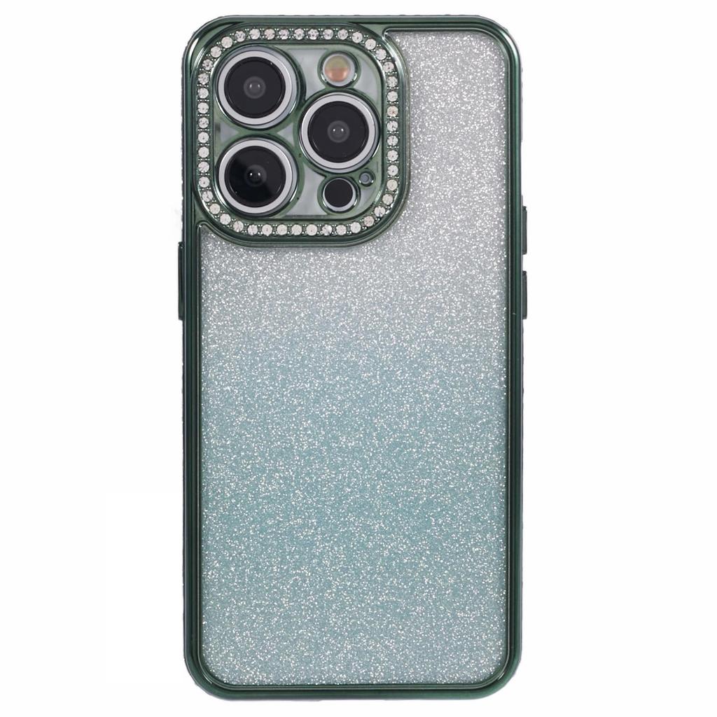 For iPhone 13 Pro Max 6.7 inch TPU Case Rhinestones Decorated Gradient Back Phone Cover