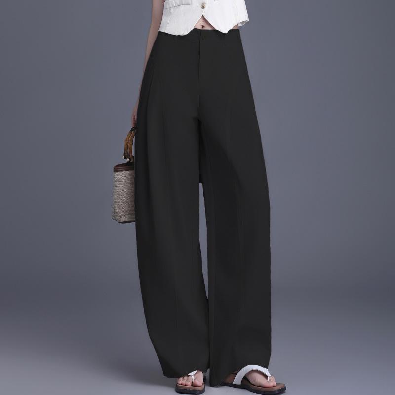 Spring New Arrival High-Waisted Wide-Leg Drapey Slimming Pants - Floor-Length Casual Straight-Leg Trousers