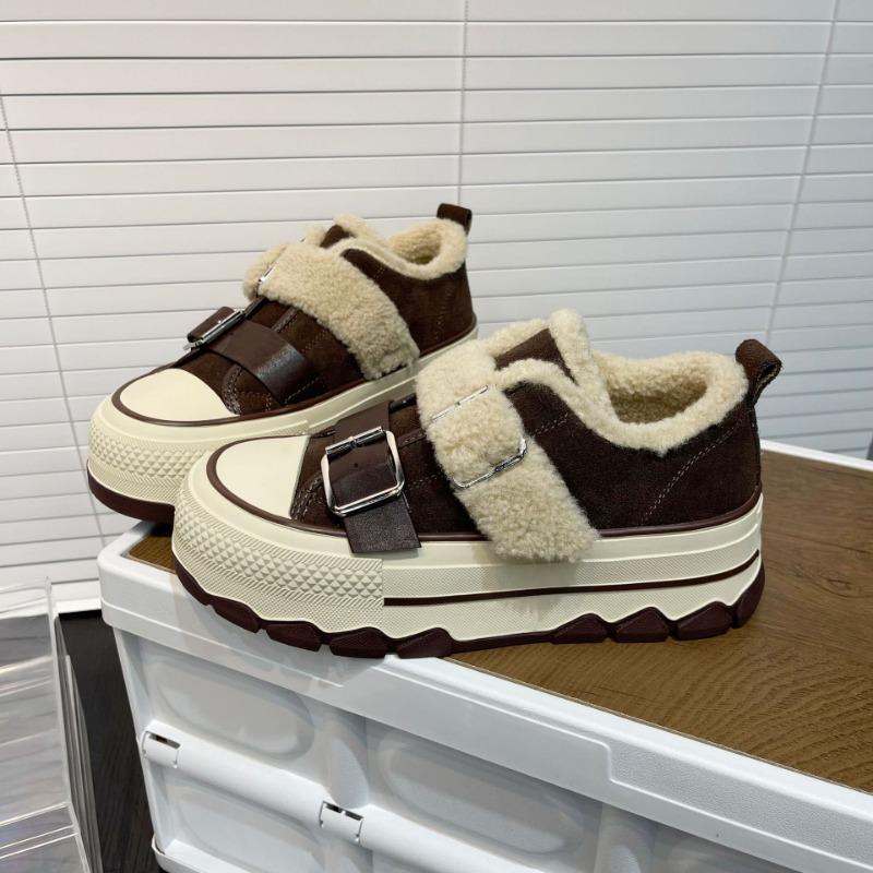 Leather Platform Velvet Women's Shoes Winter New Low-top Wool Wool Shoes Fashion Casual Board Shoes Cotton Shoes