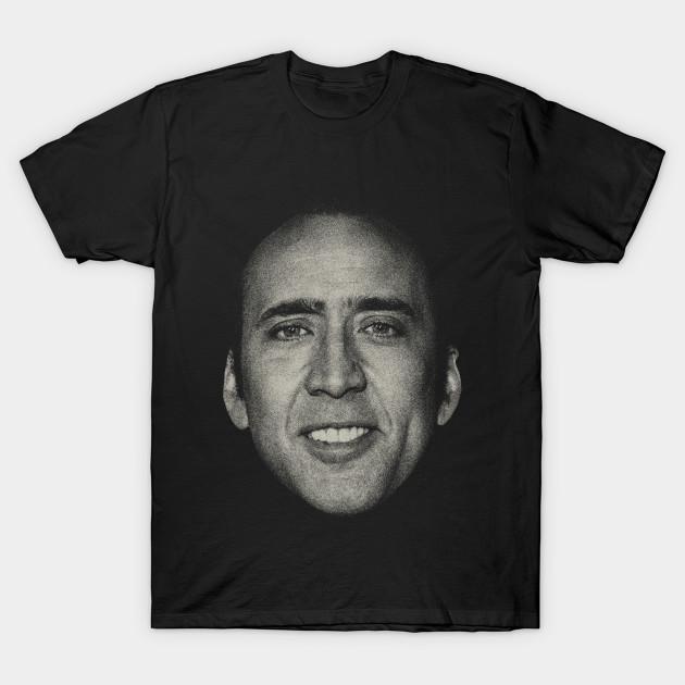 

Men Black Print T-shirt Nic Cage Close Up No-Cut Transfer Paper Print Cotton Tshirt L чорний