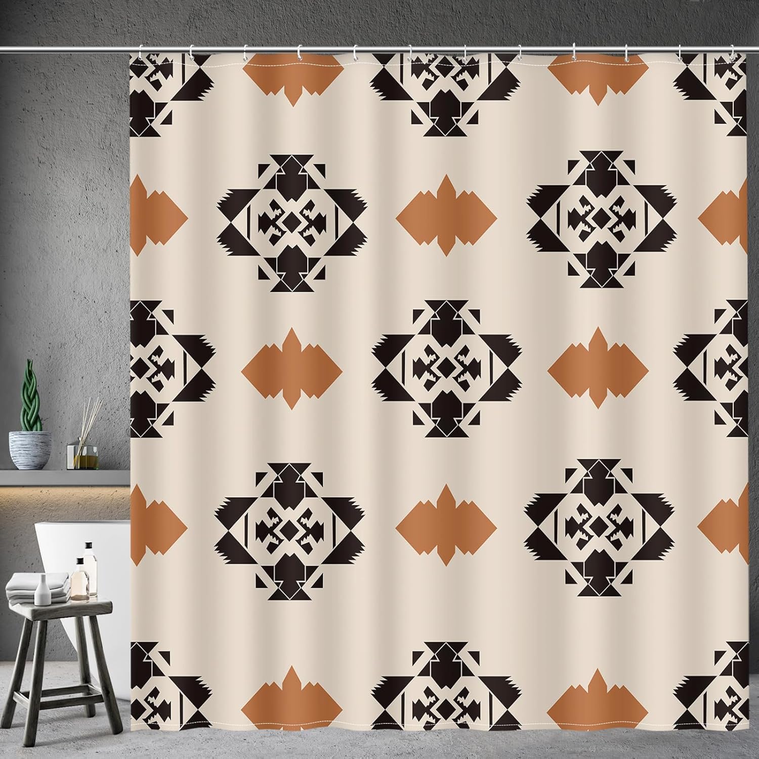 

Aimego Western Aztec Shower Curtain - Southwest Boho Chic Geometric Ethnic Tribal Vintage Country Farmhouse Fabric Cloth Bath Sh 90x180cm
