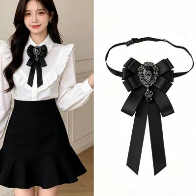 Rhinestone Crystal Fabric Bow Tie for Women and Men College Style Fashion Necktie Shirt Collar Pins Wedding Party Jewelry Gifts