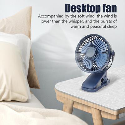 Ventilador Portátil Braçadeira Mini Ventilador Silencioso 1200 mAh Carregamento USB Ventilador de Mesa para Escritório Ventilador de Transporte Leve Consigo ao Sair
