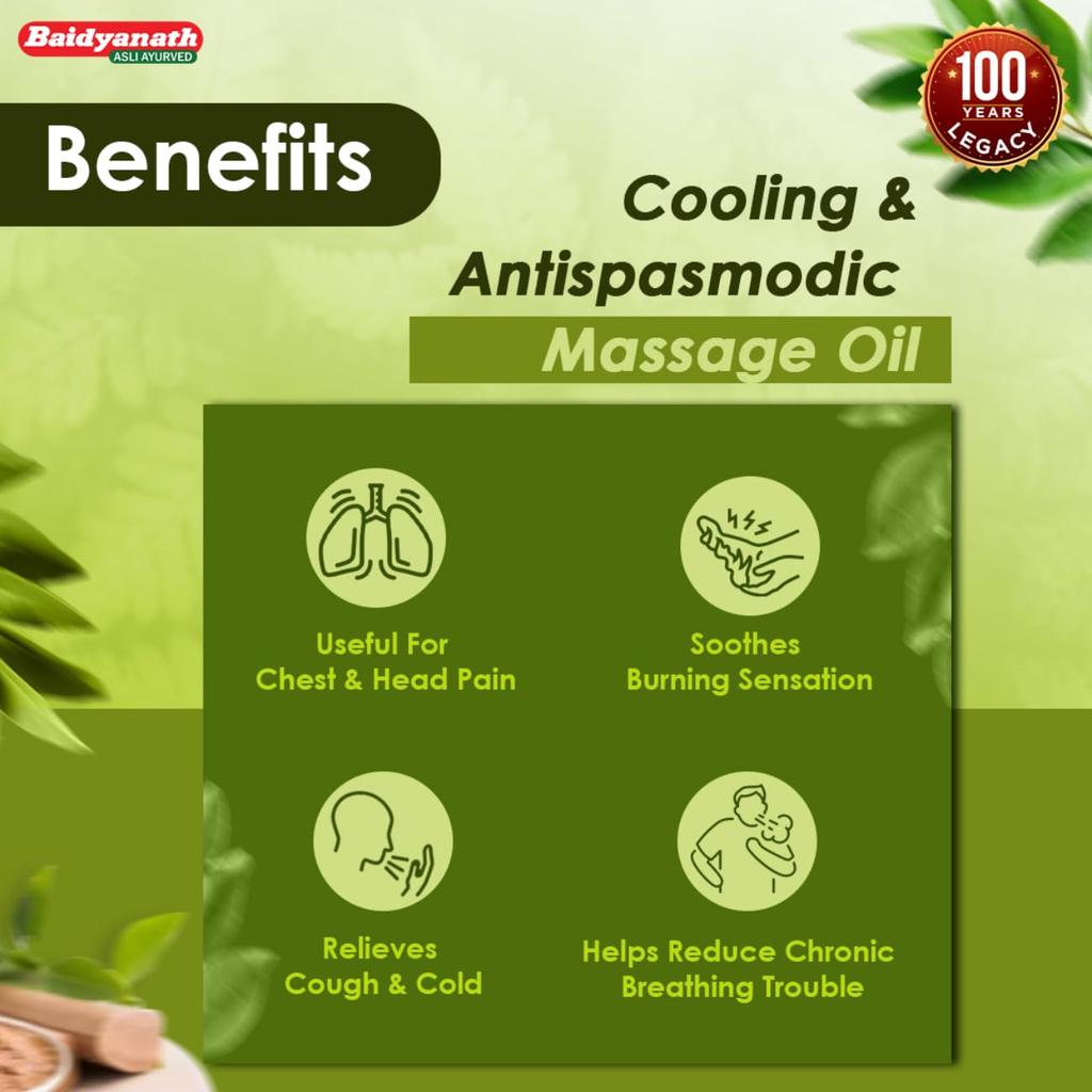 Baidyanath Chandanbala Laxadi Tel Ayurvedic Body Massage Oil For Joint Pain Relief & Skin Wellness 50 Ml Pack