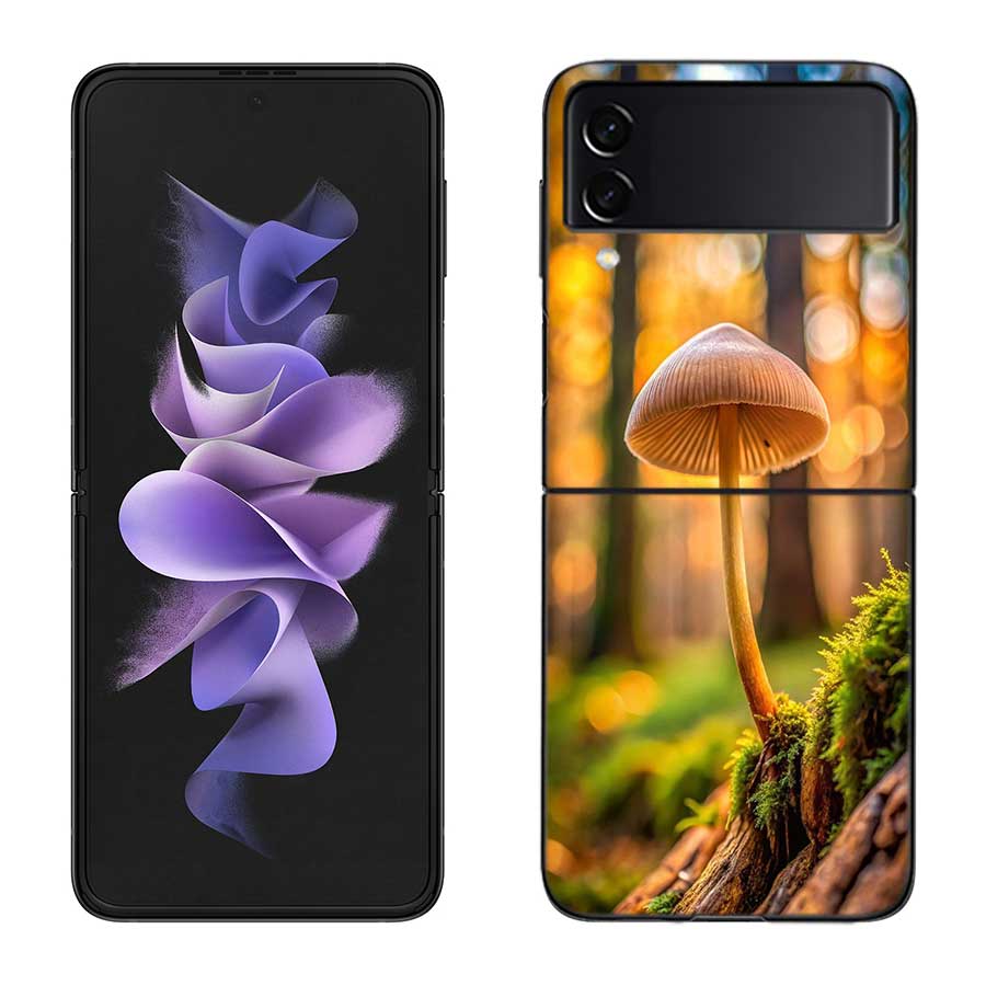 Fungal Aesthetics Phone Case For Samsung Z Flip 7 6 5G Galaxy Z Flip 5 4 3 Black Hard Cell Cover Luxury PC Shell Coque