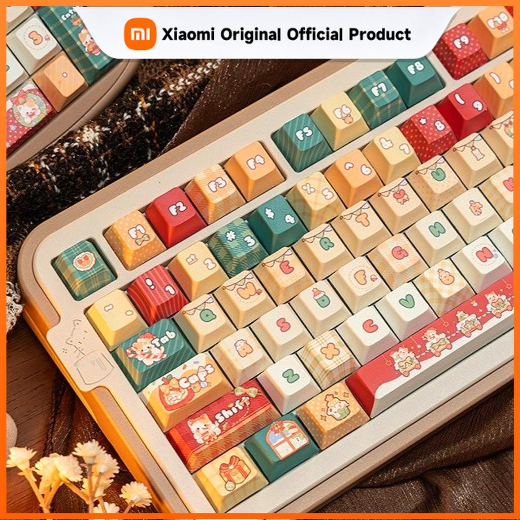 Xiaomi Cherry Christmas Theme Cute Cat Key Cover Kit PBT 130 Keycaps Suitable for 61/75/87/104/108 Mechanical Keyboards
