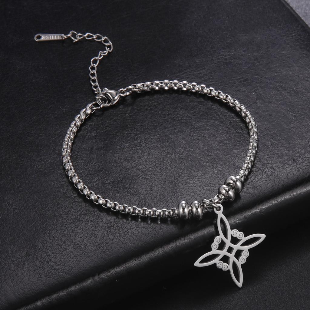Wicca Stainless Steel Celtics Knot Bracelet for Men Women Silver Irish Witch Jewelry Geometric Knot Bracelets