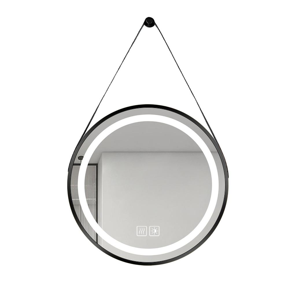 LED Mirror with Black Frame, 3-Color Lighting, 10-100% Dimmable, Anti-Fog, 5mm HD Glass, Touch Sensor, CRI >90