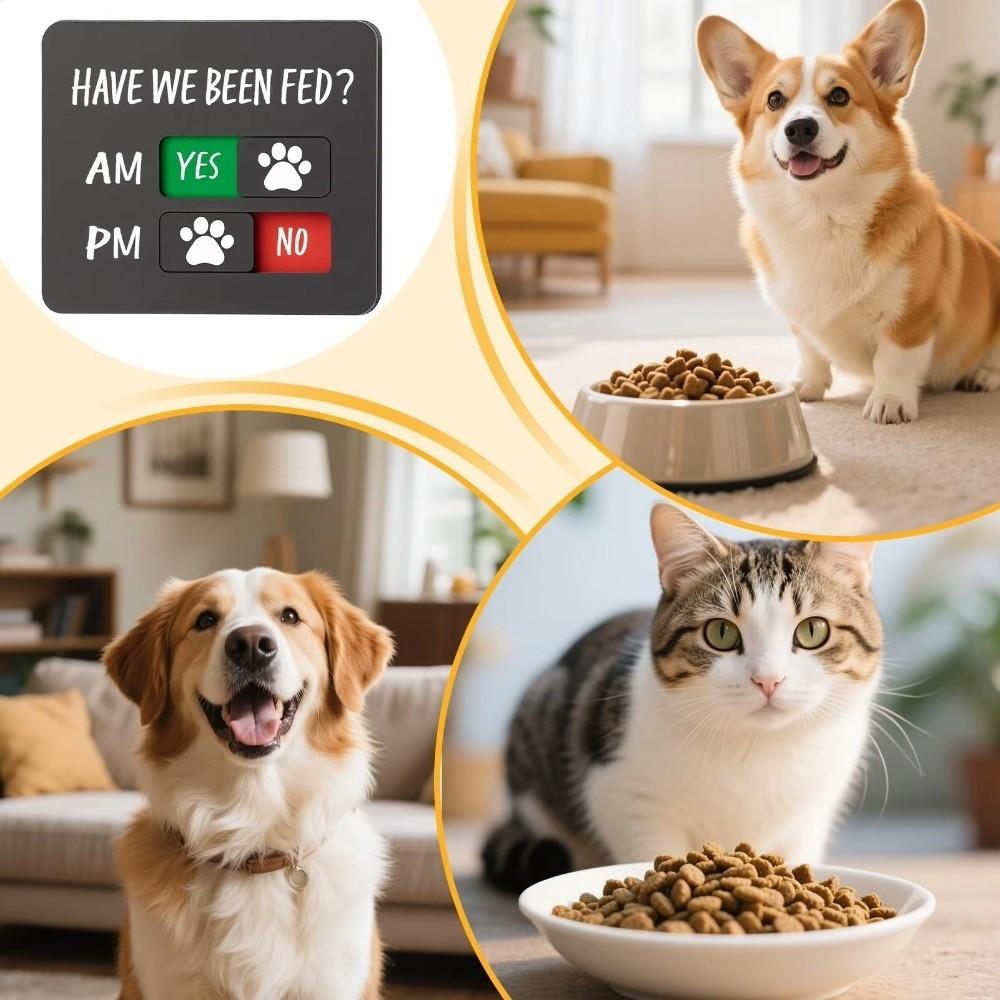 Wooden Pet Feeding Reminder Slider Sign AM/PM Tracker Dog Feeding Reminder Stickers Magnetic Pill Reminder Kitchen Organization