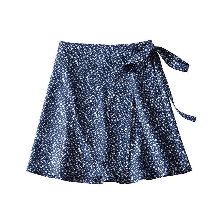 

Юбка миди с запахом и цветочным принтом YPFF с высокой талией - летняя женская юбка на завязках в европейском и американском стиле. One Size