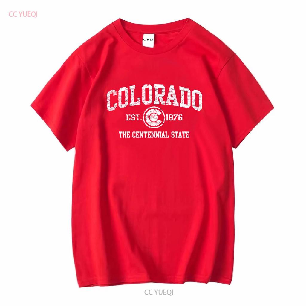 Colorado Flag Vacation Souvenir Mountains Womens or Mens Crewneck T Shirt Long Short Sleeves Vintage Washed Breathable Casual