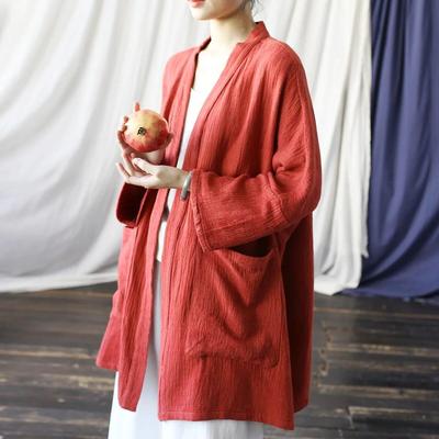 Damen Vintage Shirts Tops Einfarbig Taschen Weiche Herbst Blusen Langarm V-Ausschnitt Shirts