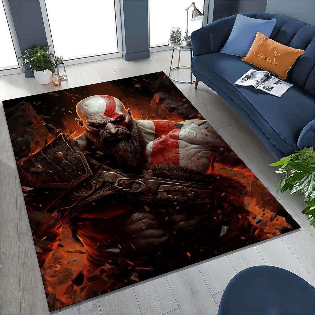 Tappeto Classici God of War Kratos Gioco 3A Tappeto per Giocatori per Camera da Letto Soggiorno Divano Casa Zerbino Decorazione, Tappetino Antiscivolo Grande per Giochi per Bambini