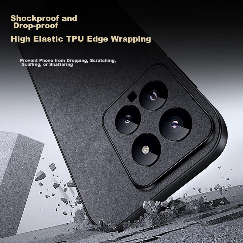 Xiaomi 14 Phone Case, Mi 14 Protective Cover, Shockproof, Full Lens Protection, Soft, Simple Luxury Silicone Outer Case, WoAnd Leather Case, Black