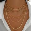 5pcs/Set Simple Braided Bead Chain Necklaces For Women Gold Color Layered Pendant Necklace Set Daily Party Wear Jewelry Gift New