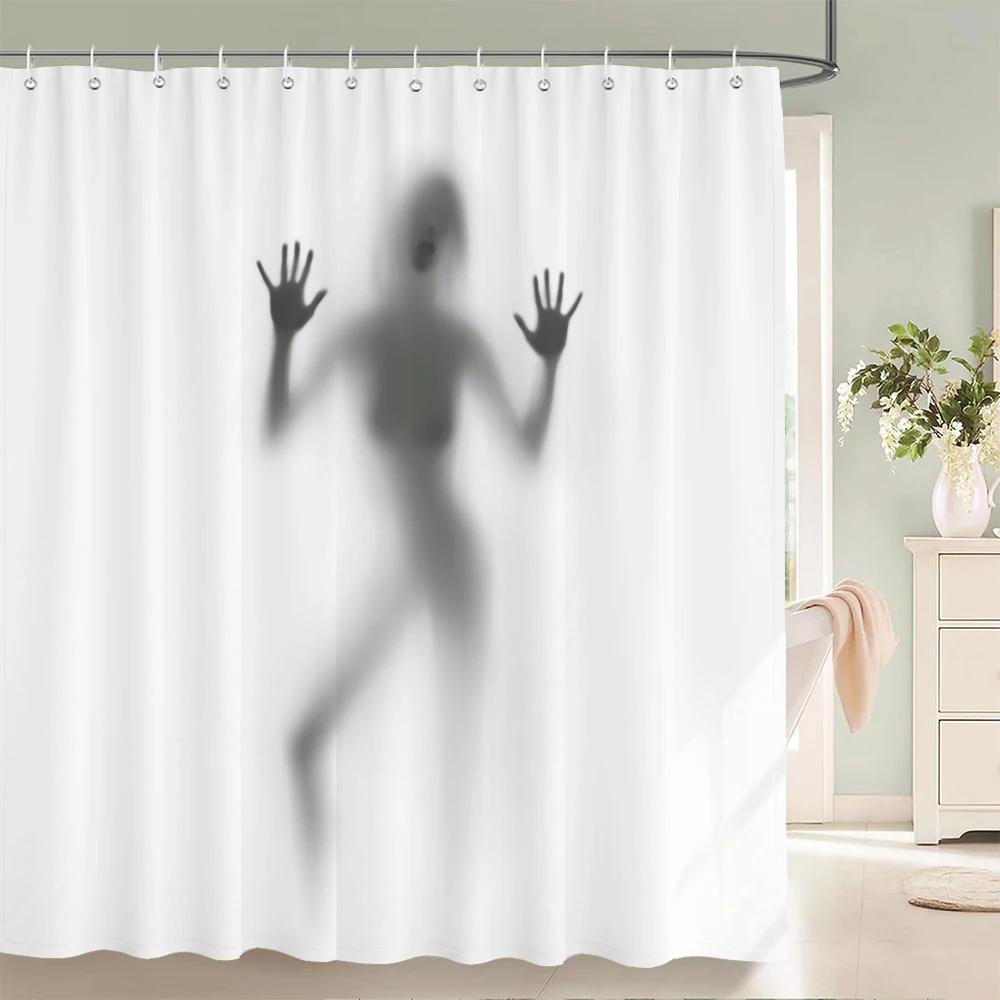 Wasserdichter Damen-Schatten-Duschvorhang Sexy Mädchenporträt Hochwertige Badezimmervorhänge für Heimdekorationen mit Haken
