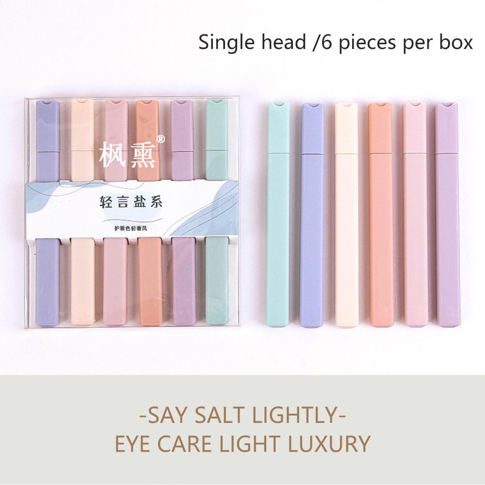 

Набор из 6 цветных маркеров с мягким наконечником, с двойным/одинарным наконечником, ручки-хайлайтеры для защиты глаз, пастельные и флуоресцентные цвета, для выделения ключевых заметок