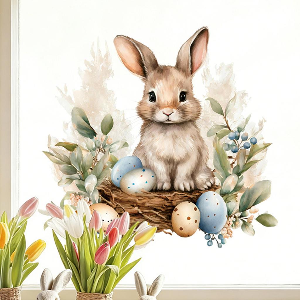 Velikonoční zajíček Samolepky na okno, Dekorace na sváteční párty, Samolepky na zeď, Samolepicí PVC samolepky do ložnice a obývacího pokoje
