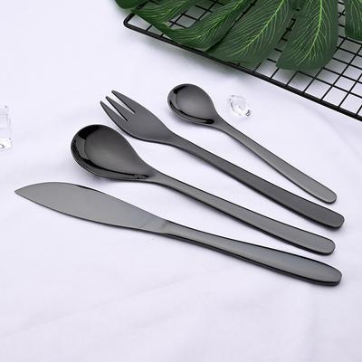Black Matte Portable Tableware Cutlery Set 18/10 Stainless Steel Dinnerware Set Knife Fork Spoon Silverware Kitchen Flatware Dropshipping