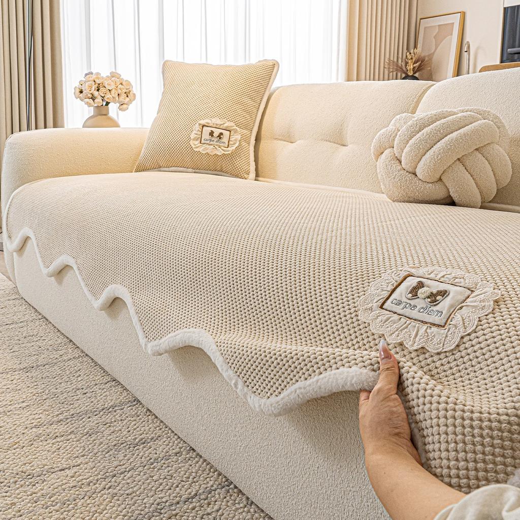 Cream wind special-shaped sofa cushion universal in all seasons 2025 new irregular sofa seat cushion fixed non-slip cover cloth towel