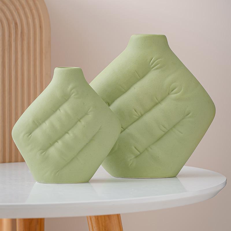 Keramikvase Flauschige Knittertextur Kreativer Blumentopf Blumenvase Dekorative Ornamente Heimdekorationszubehör