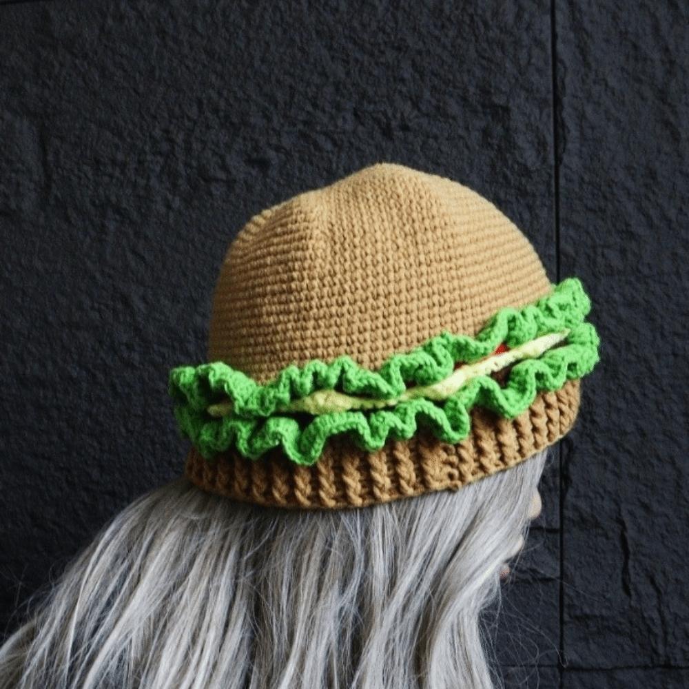 Creative Hamburger Pullover Cap Warm Funny Hamburger Beanie Knitted Hamburger Hat Cycling