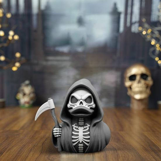 Scythe Skeleton Duck Figurine Resin Gothic Duck Ornament Skeleton Duck Collectible Statue for Halloween Decor Home Office Desk
