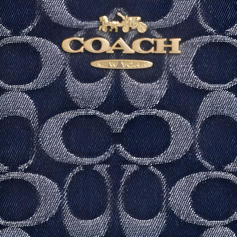 Coach 22 Classic Print Denim Shoulder Bag Small Women Shoulder Bag Blue CAA74-IMXIA