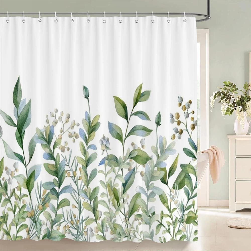 3D Badezimmervorhänge Tropische Grüne Blätter Pflanzen Monstera Druck Duschvorhang Heimdekoration Wasserdichter Stoff Badewannenvorhang