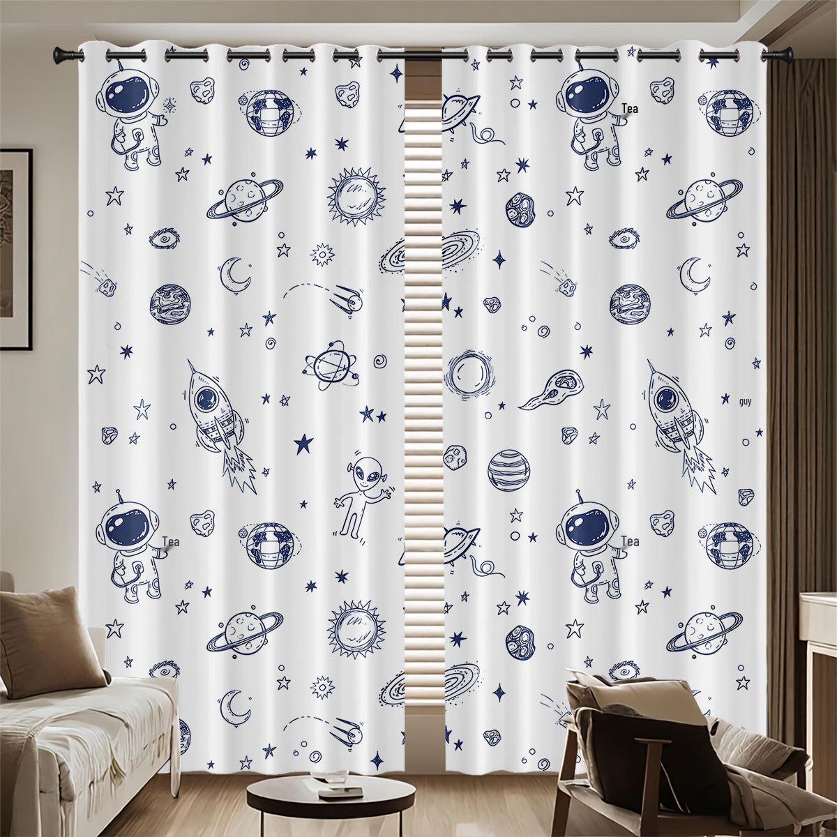 

Затемняющие 3D шторы «Исследование космоса» высокой плотности для спальни и балкона 140 cm x 160 cm