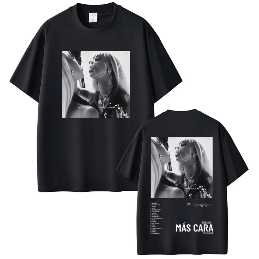 

Bad Gyal Mas Cara New Album Tour Print T-shirts Men Women Vintage T-shirt Summer Short-sleeved Loose Casual Fashion T-shirt S