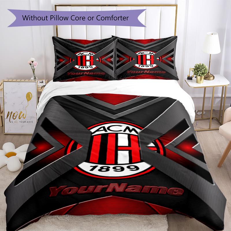 Ac Milan Personalizza il tuo nome Set Biancheria da Letto Copripiumino Traspirante con Federe Decorazione per la Casa Regalo di Compleanno