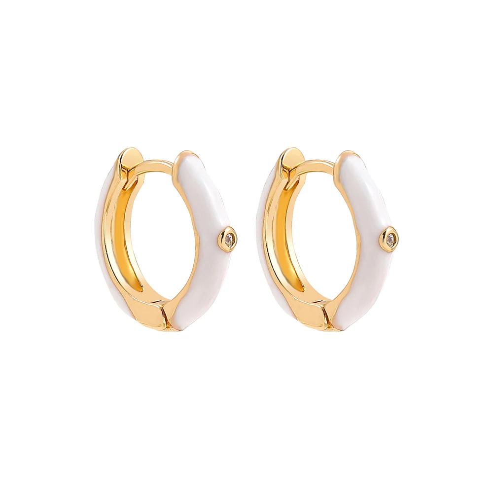 Vintage Multicolor Enamel Flower Round Hoop Earrings Boho Gold Color Circle Round Earrings Statement Jewelry Gifts for Women