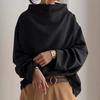 Spring Women's Loose Turtleneck Black T Shirt Long Sleeve White High Street Trend Solid Color Autumn Tees