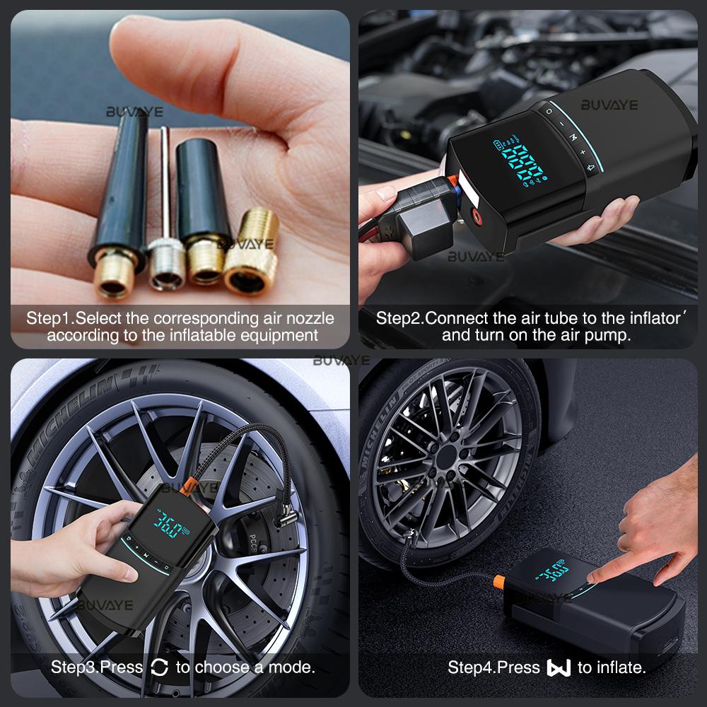 Car Inflator Tire Pump Portable Car Air Compressor Motorcycle Bicycle Boat Tire Inflator Digital Automatic Inflation