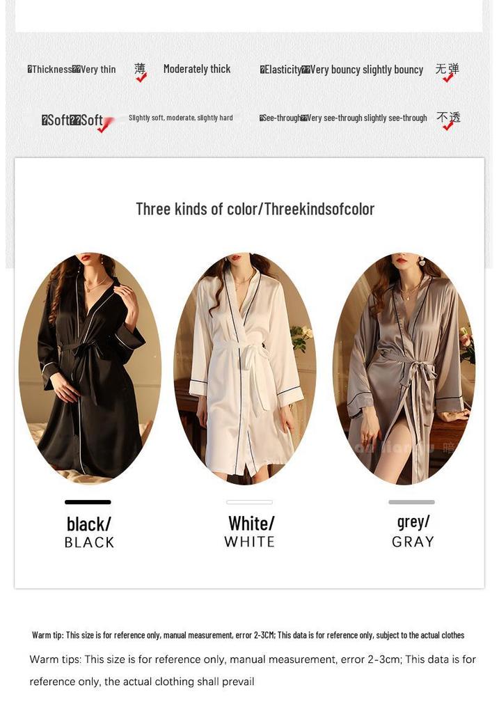 Summer Women's Luxury Silk-Like Cardigan Robe & Pajamas Set