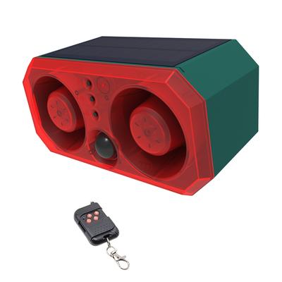 Zonne-energie buiten bewegingsmelder alarm met afstandsbediening 130dB dubbele luidspreker 13 geluiden opname en