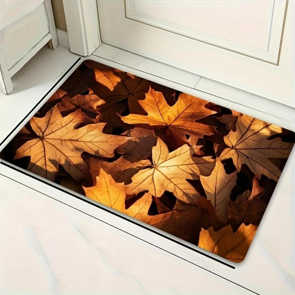 1pcs Happy Fall Dwarf Welcome Rug Doormat Harvest Maple Leaves Print Floor Mat Living Room Bedroom Foot Mat Fun Home Decor