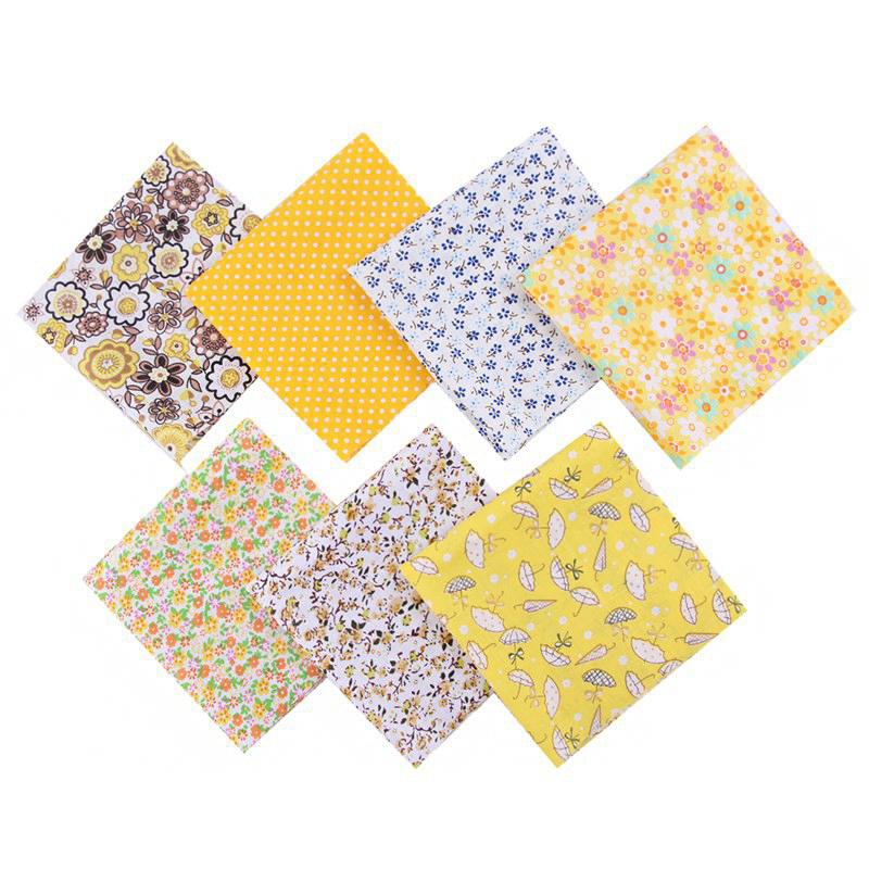 7pcs Quilting Patchwork Party Craft Fat Quarter Bundles Handmade Fabric Sewing Cotton Dolls Clothing 25x25cm