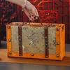 European Style Vintage Suitcase Lightweight Wooden Storage Box W/Handle Treasure Jewelry Chest Storage Case for Home Travel