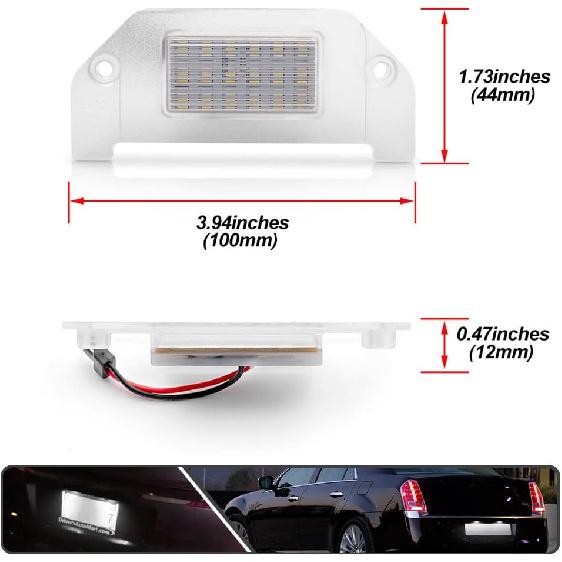 2Pcs LED License Plate Lights Number Lamp for Chrysler 300 2005-2014 Powered by High Power SMD Xenon White LED Error Free