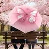 1pc Butterfly Pink Automatic Folding Umbrella 8 Rib Iron Frame,  Suitable for Travel, Daily Use, Birthday, Women & Men Gift c1231041