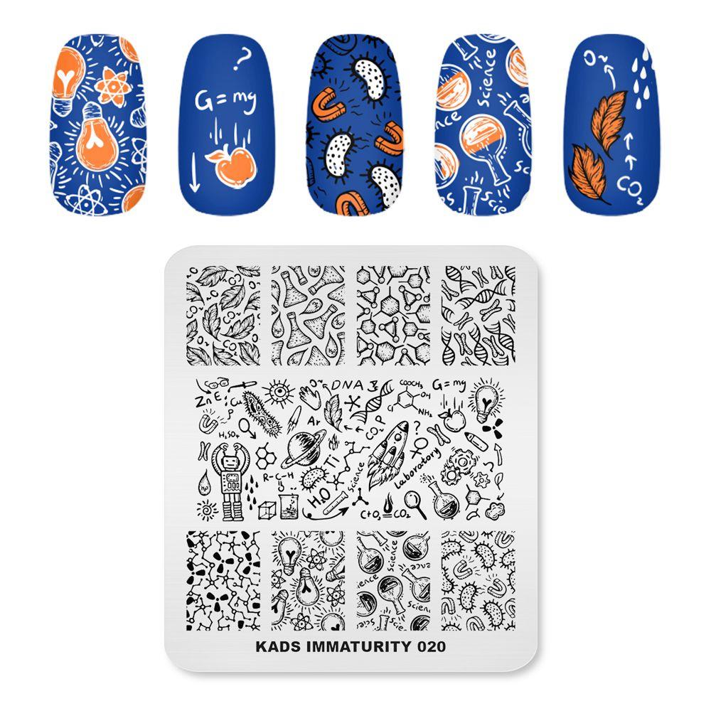 

KADS пластины для штамповки ногтей незрелость 020 химическая лампочка пробирка узор штамп пластина шаблон маникюрные инструменты для печати