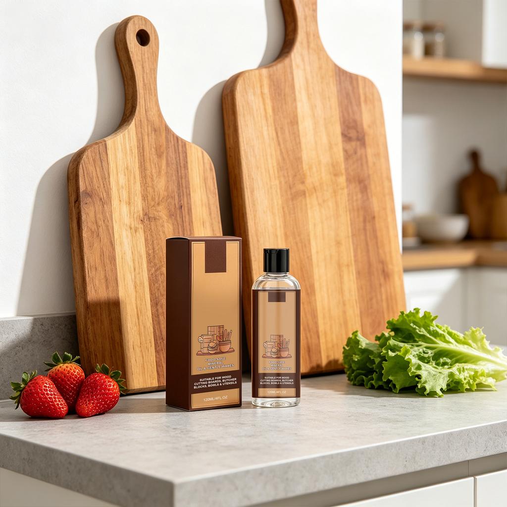 Ulei Mineral Sigur pentru Alimente și Ceară Blândă Balsam pentru Tocătoare Potrivit pentru Tocătoare din Lemn, Blaturi de Măcelărie, Boluri și Ustensile 120ml 4fl oz