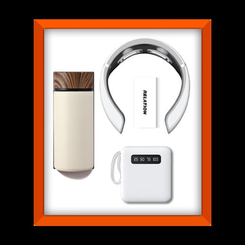 Customizable 3-in-1 Gift Set: Power Bank, Neck Massager & Smart Thermos