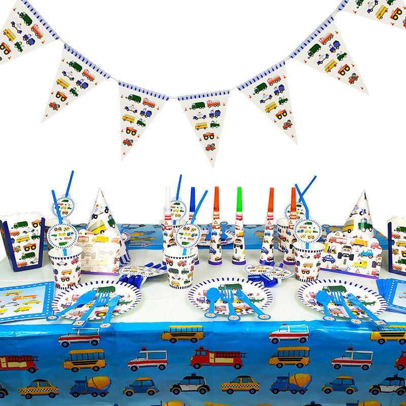 Engineering Car Childrens Birthday Party Theme Decoration Tableware Disposable