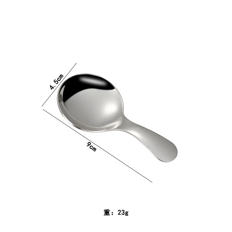 

2Pc Kitchen Stainless Steel Teaspoons Short Handle Round Head Sugar Salt Spice Spoon Lovely Dessert Spoon Children s Spoon
