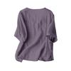 Women's Casual Comfortable V-Neck Asymmetric Cotton-Linen Blend Short-Sleeve Shirt T-Shirt Top