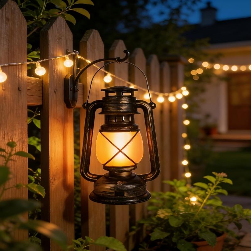 Vintage Lantern Portable Camping Light with Flame Effect USB-C Rechargeable 1200mAh Battery for Bar Restaurant Decoration