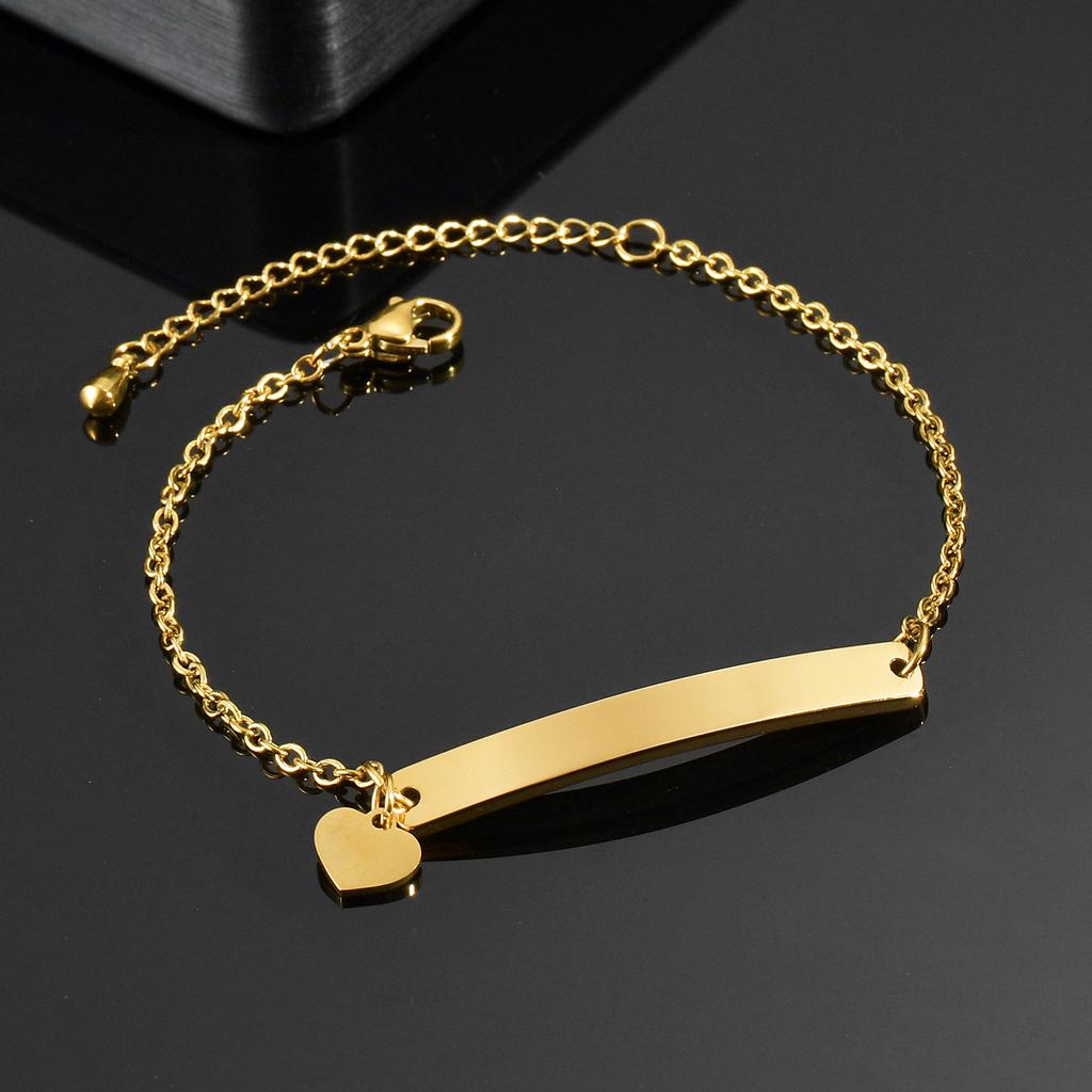Atoztide Personalized Engrave Name Bracelet For Men Women Kids Stainless Steel Heart Adjustable Figaro Chain Family Jewelry Gift